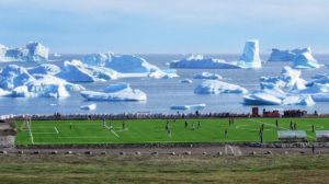 Qeqertarsuaq Football pitch, Disko Island, Greenland 
